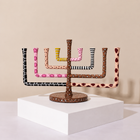 Geometric Frame Hand-Painted Enamel Menorah
