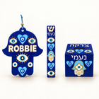 Custom Evil Eye Hamsa, Mezuzah & Tzedakah Box Set
