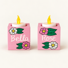 Personalized Hand-Painted Flower Shabbat Candles Set