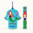 Personalized Mermaid Hamsa & Mezuzah Case Gift Set