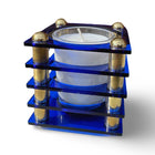 Layered Yahrzeit Candle Holder in Cobalt Blue