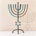Monumental Magen David Enamel Menorah