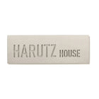 Personalized entrance door sign made of beige concrete with engraving - Sandy series