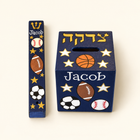 Custom Sports Theme Tzedakah Box & Mezuzah Set