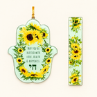 Acrylic Sunflower Hamsa Mezuzah Set