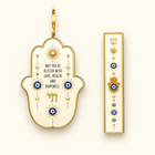 Evil Eye Celestial Acrylic Hamsa Mezuzah Set