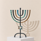Grand Magen David Hand-Painted Enamel Menorah