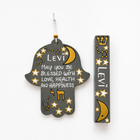 Customized Moon & Stars Hamsa Mezuzah Set