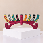 Curved Mosaic Hand-Painted Enamel Menorah