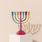 Temple Seven-Light Hand-Painted Enamel Menorah