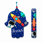 Personalized Astronaut Hamsa & Mezuzah Set