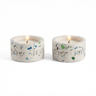 Candleholder designed for Shabbat made of rich terrazzo in luxurious colors, with "Shabbat Shalom" engraving - Terrazzo