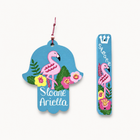 Custom Flamingo Theme Hamsa & Mezuzah Set