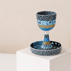Mosaic Kiddush Cup & Coaster Hand-Painted Enamel Art