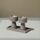 Elegant Shabbat Candle Holders & Concrete Tray Set – Timeless Glow Series