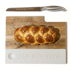 Luxurious wooden Shabbat challah tray with natural concrete and challah knife – Board & Blade Series