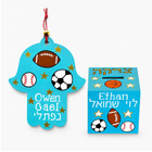 Personalized Sports Hamsa & Tzedakah Box Set