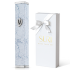 Blue Marble-Finish Stainless Steel Mezuzah Case | Candy