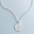 North Compass Medallion Paperclip Necklace