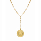 Initial Moon Medallion Paperclip Lariat Necklace