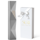 Faceted Gray Concrete Mezuzah Case with Gold Engraving | Wave