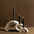 Set of 3 Candle Holders- M & XL Arches, Large Wide Hoop | White with White Pattern