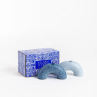 Set of 2 Small Arch Candle Holders | Blue with White Dots