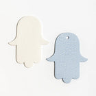 Set of 2 Small Hamsa Charms | White and Sky Blue with White Dots