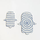 Set of 2 Hamsa Charms (S, M) | White with Blue Pattern