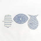 Set of Lucky Eye, Small Hamsa and Big Fish | White with Blue Pattern