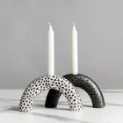 Set of 2 Large Arch Candle Holders | Black & White mix