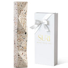 Stone-Colored Terrazzo Mezuzah Case with Gold Engraving | Wave
