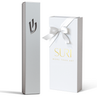 Elegant Light Gray Stainless Steel Mezuzah Case | Sweetheart