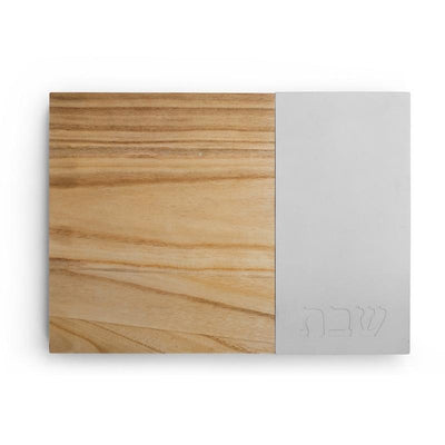 White Concrete With Wood Challah Board