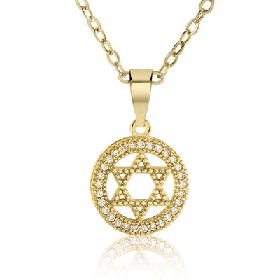 Star of David Necklace in Classic with Inset Frame - Sally