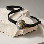 Bronze Eye Medallion Leather Wrap Choker