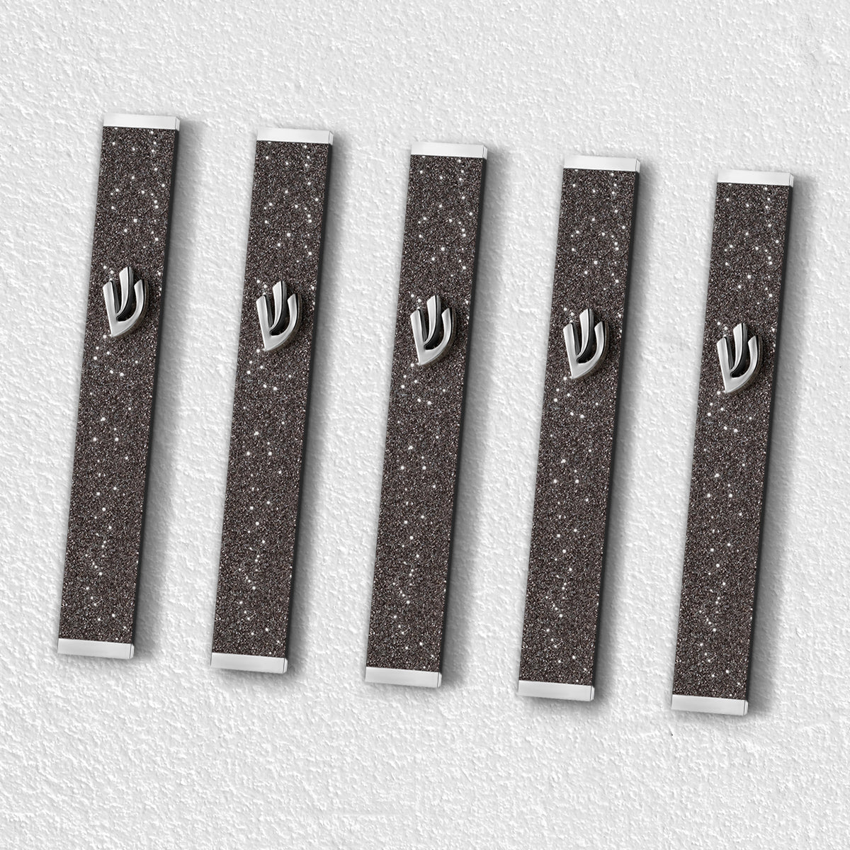 Set of Sparkling Gray Mezuzah Cases - Candy