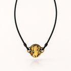 Bronze Lion Medallion Leather Cord Necklace