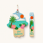 Custom Tropical Beach Motif Hamsa & Mezuzah Set