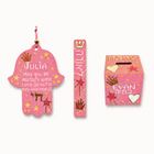 Custom Princess Hamsa, Mezuzah & Tzedakah Box Gift Set
