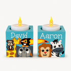 Customized Zoo Animals Shabbat Candle Holder Set