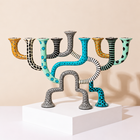 Sculptural Arch Hand-Painted Enamel Menorah