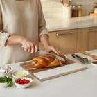 Chic Shabbat challah board with natural wood, concrete and knife – Board & Blade Series