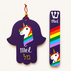 Personalized Unicorn Hamsa & Mezuzah Jewish Gift Set