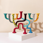 Sculptural Standing Menorah Hand-Painted Enamel Art
