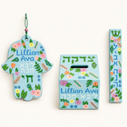 Custom Name Floral Hamsa Mezuzah Tzedakah Box Gift Sets