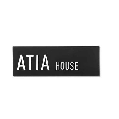 Handcrafted black concrete house entrance sign with silver lettering - HOUSE series  Door sign + Mezuzah case + number sign