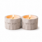 Short concrete candle holders in a stone tone  | Soft Wave Model