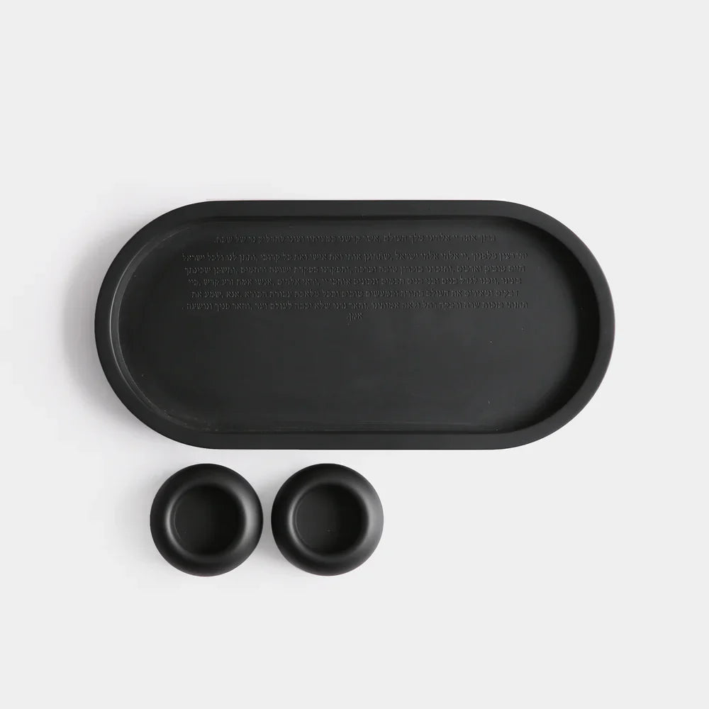 Handmade Shabbat Candle Lighting Set – Grace & Clean Series  Black