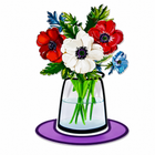 Israeli Anemone Bouquet Metal Table Décor